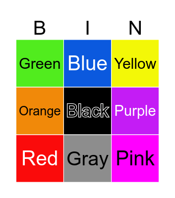 Color Bingo Card