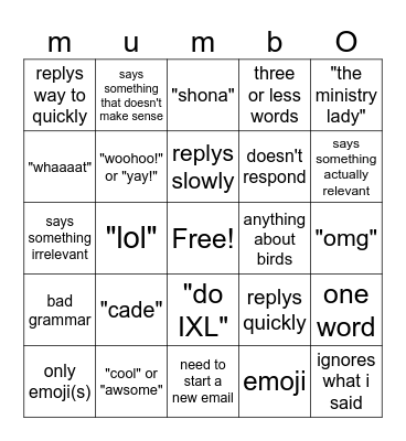 mum bingo Card