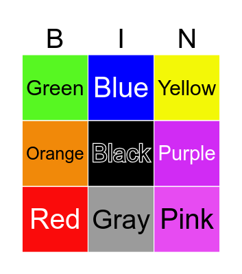 Color Bingo Card