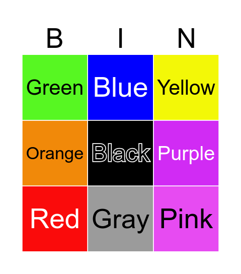 Color Bingo Card