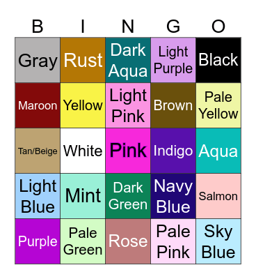 YA Book Cover Color Bingo! Bingo Card