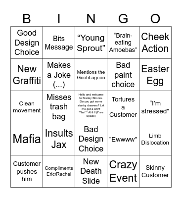 Stanky Shores Bingo Card