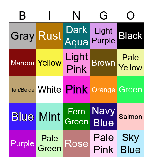 YA Book Cover Color Bingo! Bingo Card
