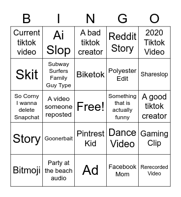 Snapchat spotlight Bingo Card