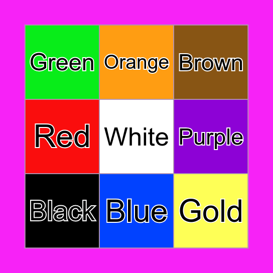 Pink Bingo Card