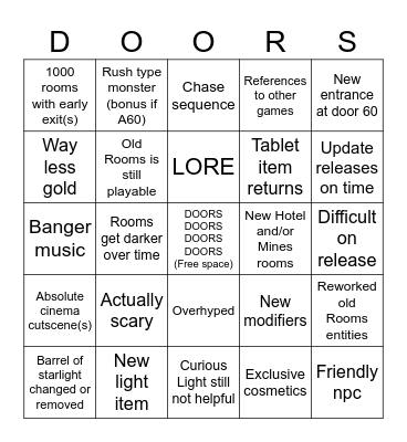 DOORS ARCHIVES UPDATE Bingo Card