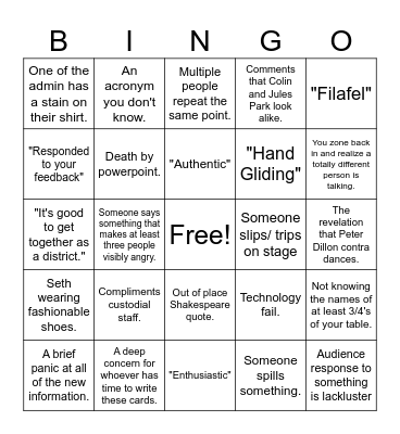 Opening Breakfast Bingo Card