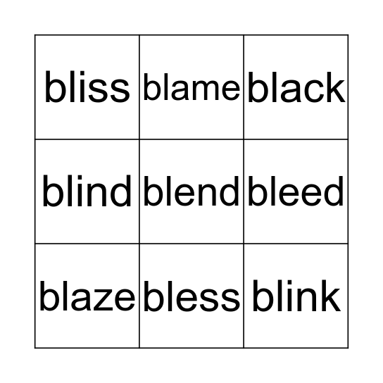 bl Bingo Card