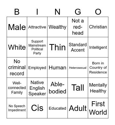 Check Your Privilege Bingo Card