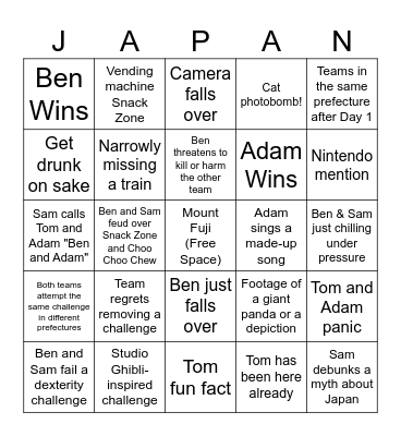 JAPANORAMA Bingo Card