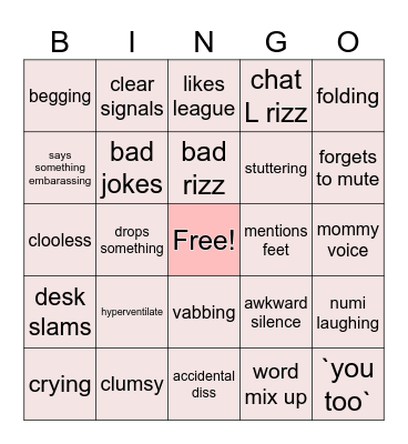 Aquwa fumbling bingo Card