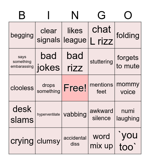 Aquwa fumbling bingo Card