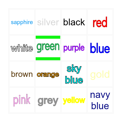 Vocabulary Bingo Card