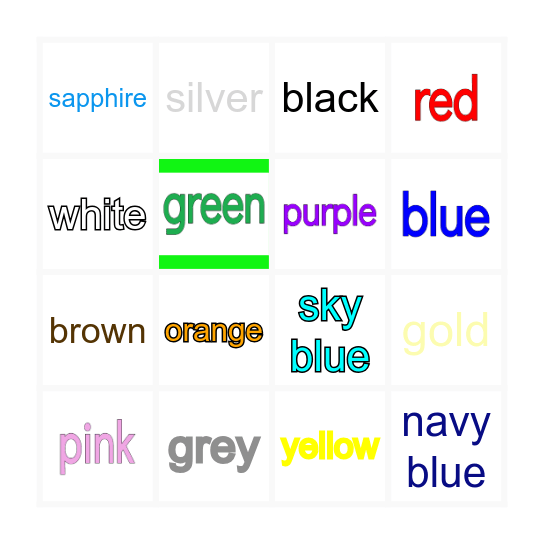 Vocabulary Bingo Card