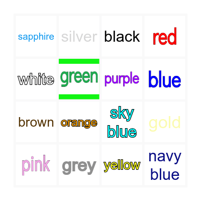 Vocabulary Bingo Card