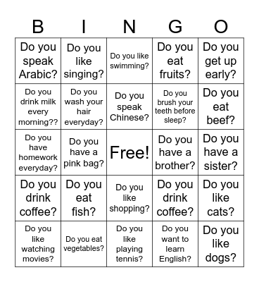 YES, I DO :) Bingo Card