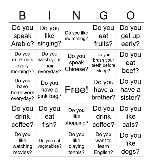 YES, I DO :) Bingo Card