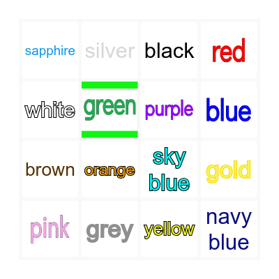 Vocabulary Bingo Card