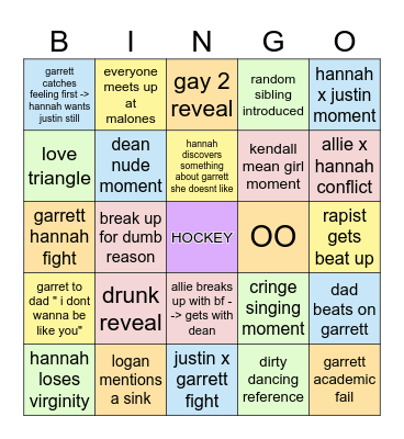 Off Campus Season 2 Bingo Card