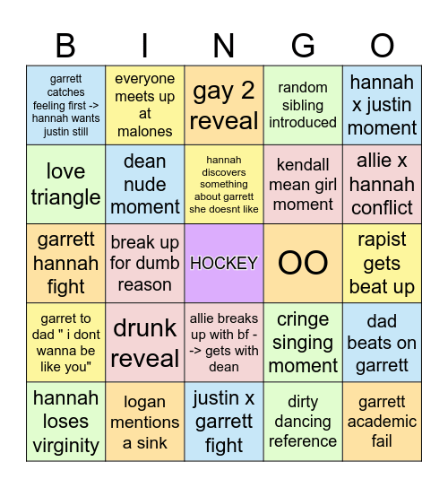 Off Campus Season 2 Bingo Card