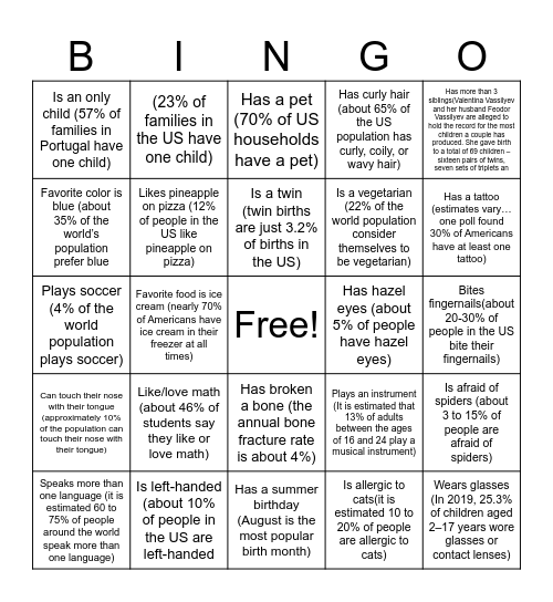 Ice Breaker Bingo Card