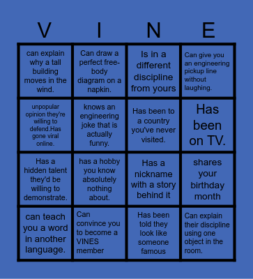 Find someone who Bingo Card