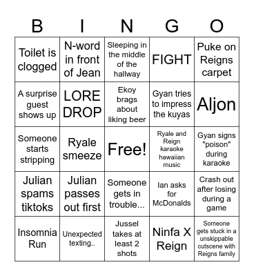 REIGN BIRTHDAY Bingo Card