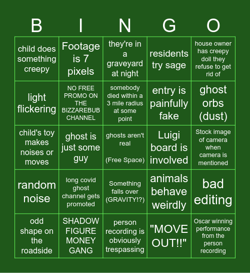BizzareBub Bingo Card