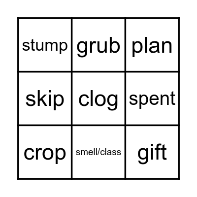 Spelling 1: Short Vowels Bingo Card