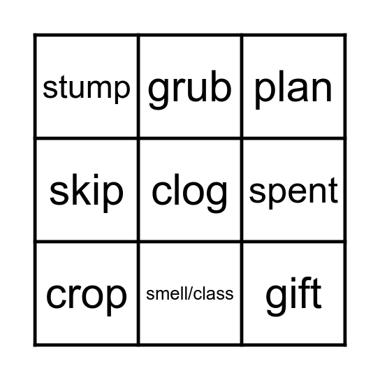 Spelling 1: Short Vowels Bingo Card