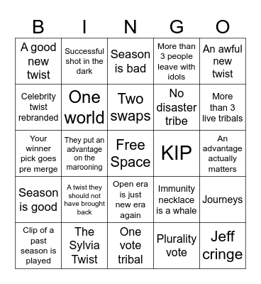 Survivor 51 Bingo Card