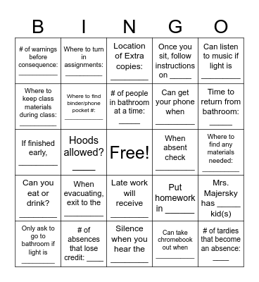 IPS Procedures Bingo Card