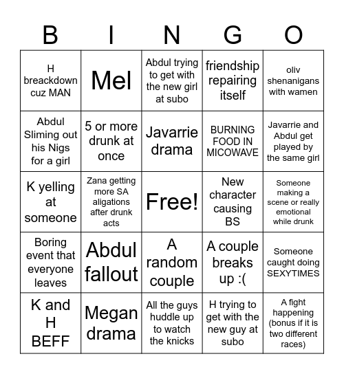 subo fall semester Bingo Card