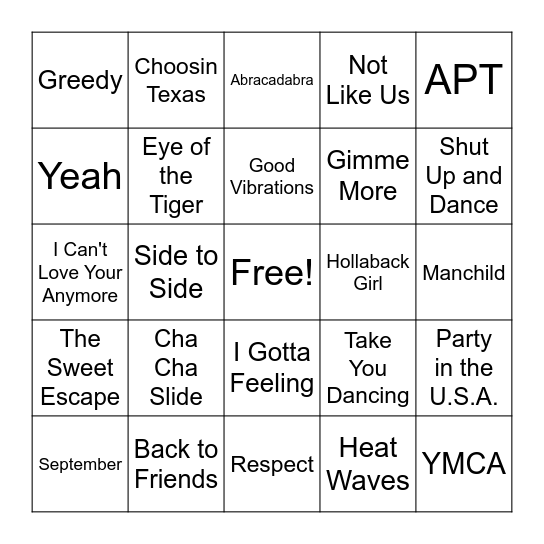 Back In Action Bash Singo Bingo Card