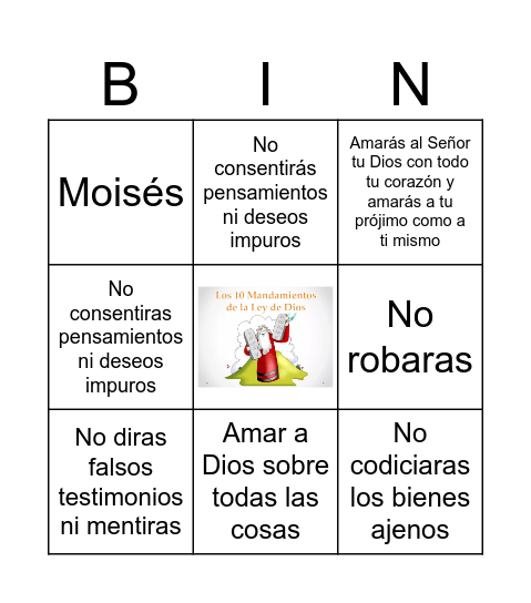 Bingo de los Mandamientos Bingo Card