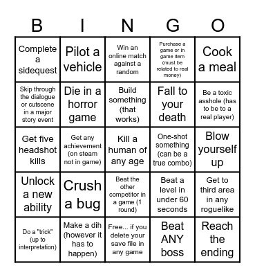 Multi Game Bingo Card