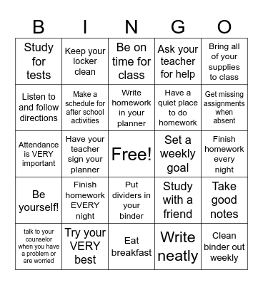 Organization Bingo Card