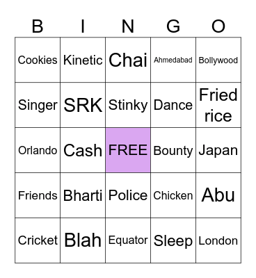 Kashyap’s Birthday Bingo Card