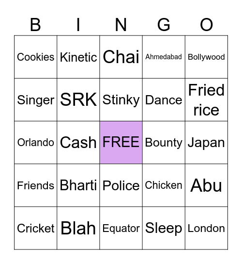 Kashyap’s Birthday Bingo Card