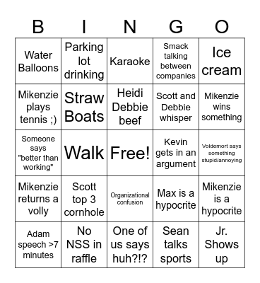 Picnic Bingo Card