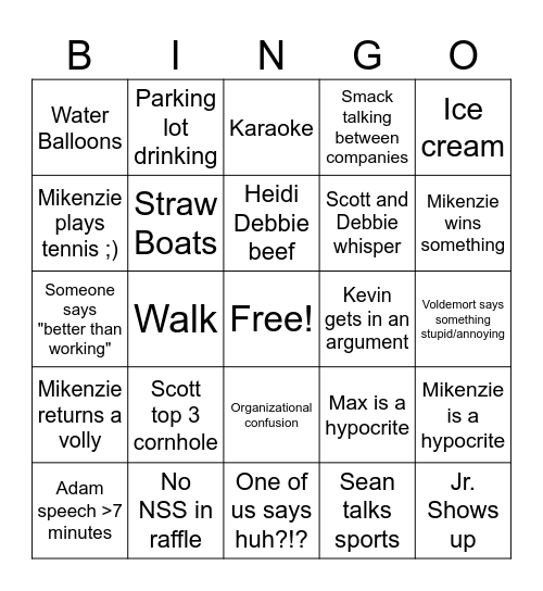 Picnic Bingo Card