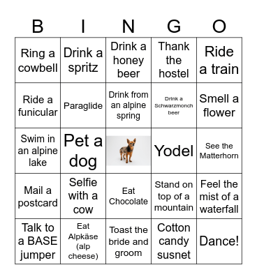 Swiss Bingo! Bingo Card