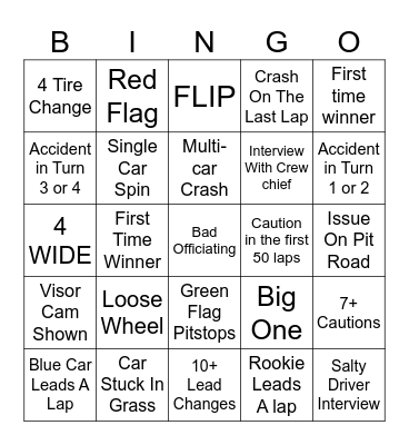 Nascar Bingo! Bingo Card
