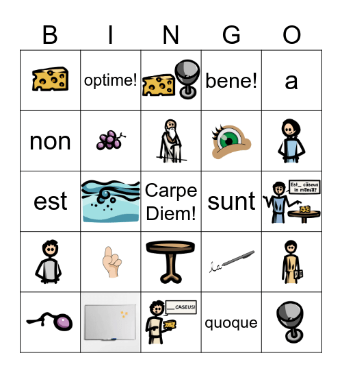 DICTA BINGO - Latin 3 Lesson 1 Bingo Card