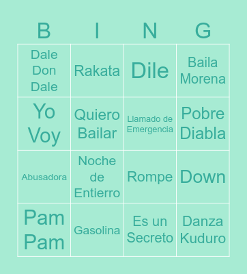 BINGO MUSICAL Bingo Card