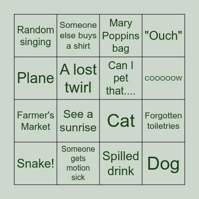 Vacay Bingo Card