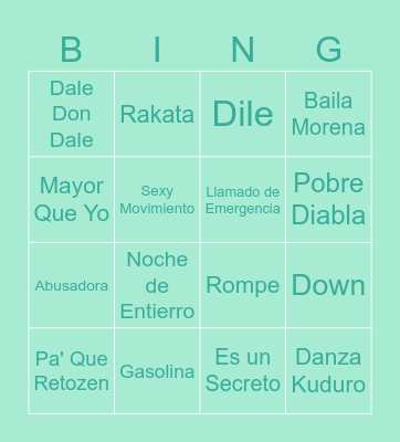 BINGO MUSICAL Bingo Card