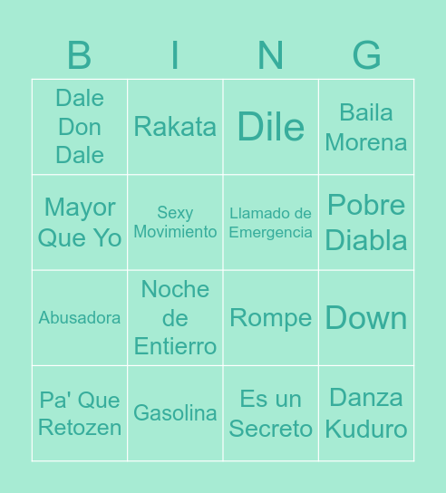 BINGO MUSICAL Bingo Card