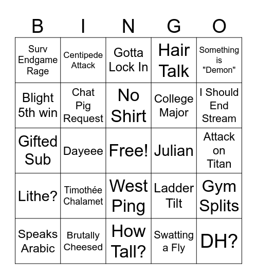 Untitled Bingo Card
