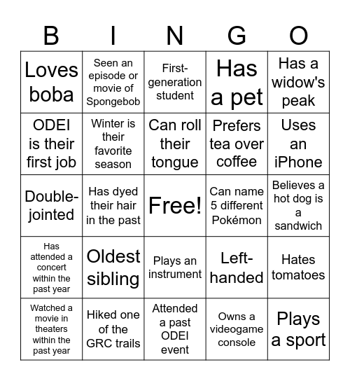 Icebreaker BINGO Card